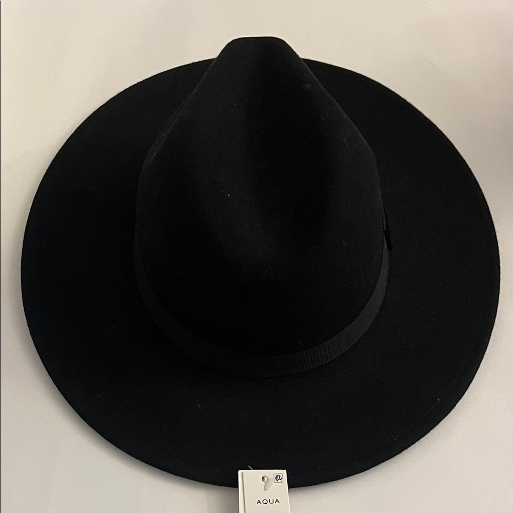 Aqua Classic Black Fedora 100% wool exclusive of trim